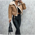 Warmer Damen Wintermantel im Leder-Look – Selina