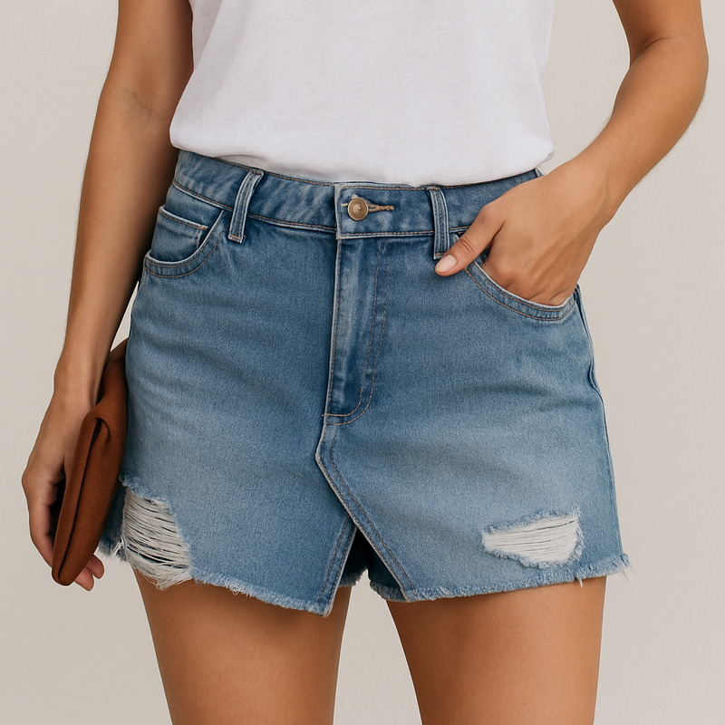 Denim-Hosenrock Damen Asymmetrisch & Trendy – SummerStyle