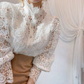 Elegante Spitzenbluse mit Puffärmeln für Damen – Sophie