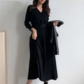 Elegantes V-Ausschnitt-Kleid mit Gürtel für Damen – Elena