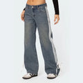 Weite Damen-Jeans mit Streifen und Schnürung – Talia