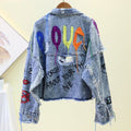 Individuelle Jeansjacke mit Print – Layla