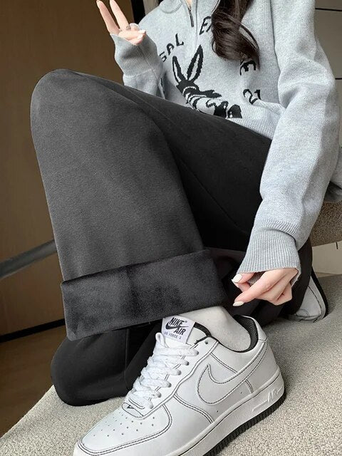 Herbsthose Damen mit hoher Taille und weitem Bein – Pia