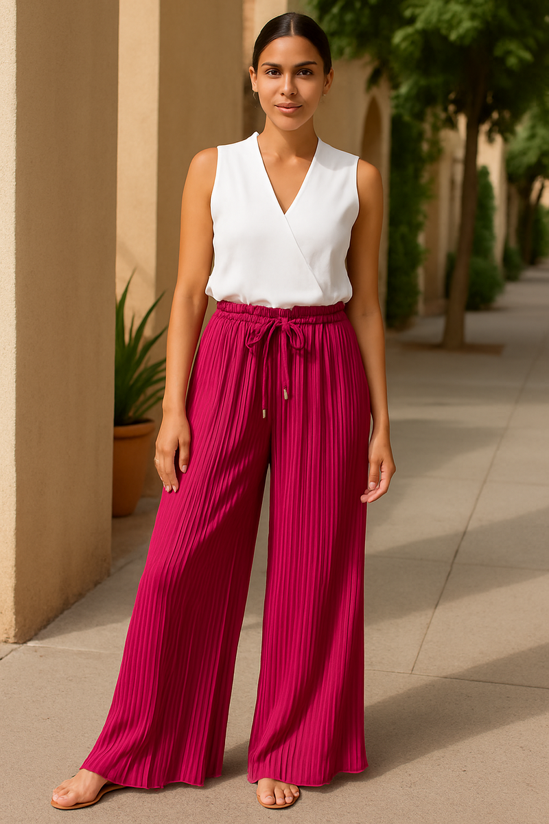 Plissee Hose Damen Elegant Leicht Atmungsaktiv Sommer – Yvonne