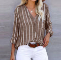 Bluse Damen Gestreift Knopf-Down Locker – Lea