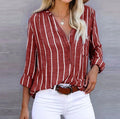 Bluse Damen Gestreift Knopf-Down Locker – Lea