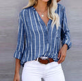 Bluse Damen Gestreift Knopf-Down Locker – Lea