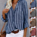 Bluse Damen Gestreift Knopf-Down Locker – Lea