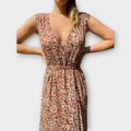 Boho Maxikleid mit V-Ausschnitt und Blumenmuster – Liora