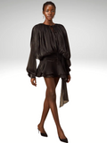 Drapiertes Minikleid mit Glanzstoff und Stil – Inès