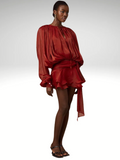 Drapiertes Minikleid mit Glanzstoff und Stil – Inès