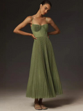 Plissee Maxikleid Corsage Look Elegant – Camille