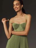 Plissee Maxikleid Corsage Look Elegant – Camille