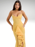 Elegantes Maxikleid mit Schlitz und Spitze – Amelie