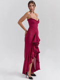 Elegantes Maxikleid mit Schlitz und Spitze – Amelie
