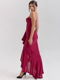 Elegantes Maxikleid mit Schlitz und Spitze – Amelie