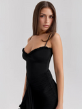Elegantes Maxikleid mit Schlitz und Spitze – Amelie