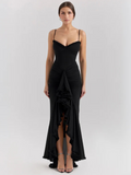 Elegantes Maxikleid mit Schlitz und Spitze – Amelie