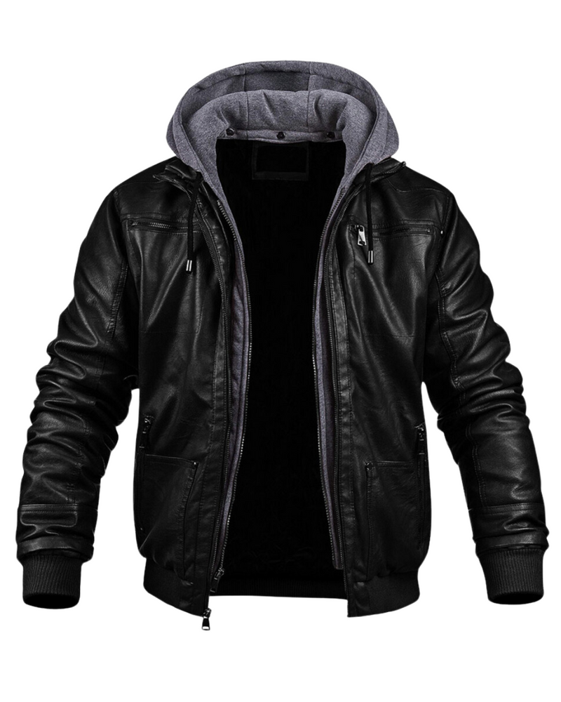 Vegan Leder Wintermantel für Herren mit Kapuze – Philipp