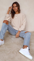 Beige Strickpullover für Damen - Isabella