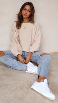 Beige Strickpullover für Damen - Isabella