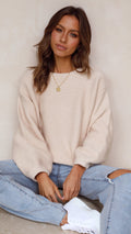 Beige Strickpullover für Damen - Isabella