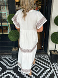 Besticktes Boho Midi Kleid mit A-Linie – Amira