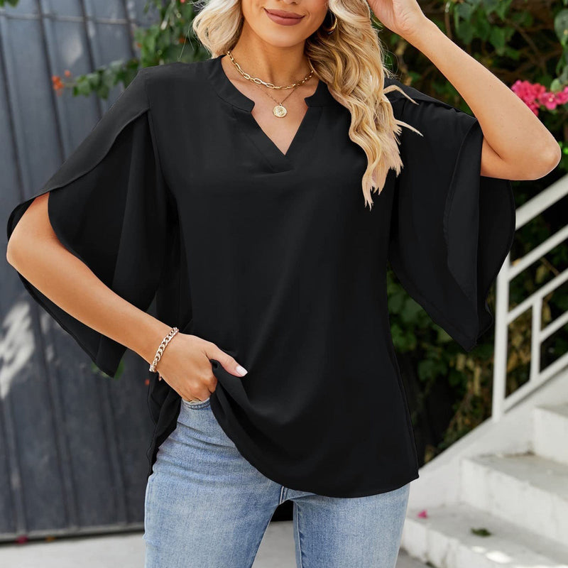 Damen Top V-Ausschnitt Elegant Locker Sommer – Lea