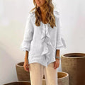 Damen Bluse Elegant Rüschendetails Locker – Mia