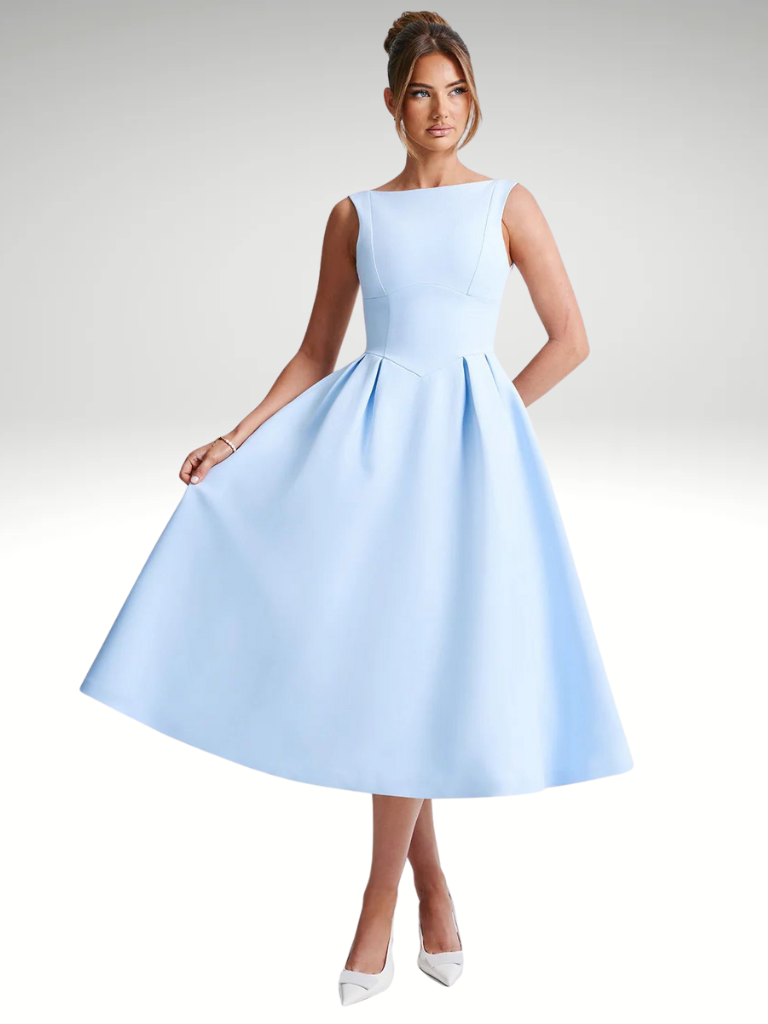 Elegantes Midikleid mit A-Linie und Taille – Clara