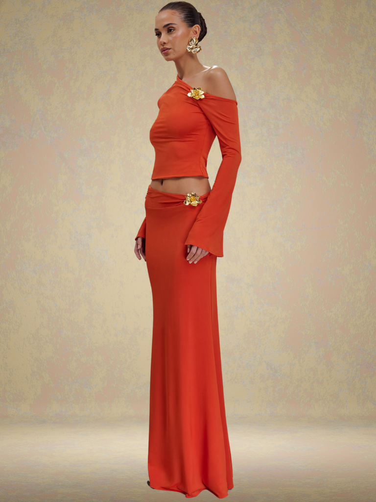 Co-Ord Set Schwarz Elegant Blumen Details – Anne