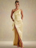 Satin Maxikleid One Shoulder Elegant – Amira