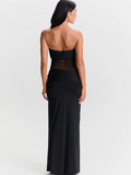 Maxikleid Transparent Sexy Schwarz Stretch Look – Elina