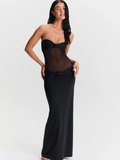 Maxikleid Transparent Sexy Schwarz Stretch Look – Elina