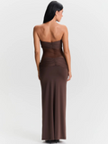 Maxikleid Transparent Sexy Schwarz Stretch Look – Elina