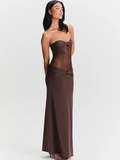 Maxikleid Transparent Sexy Schwarz Stretch Look – Elina