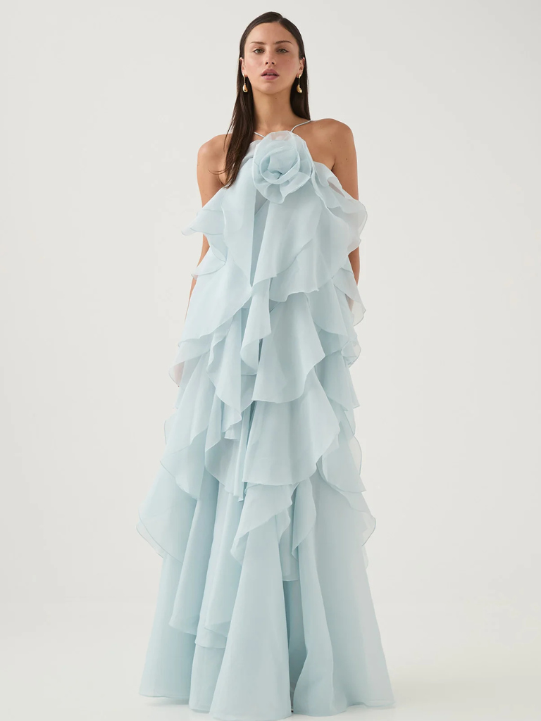 Rüschen Maxikleid Elegant Hochzeit Abendlook – Alina