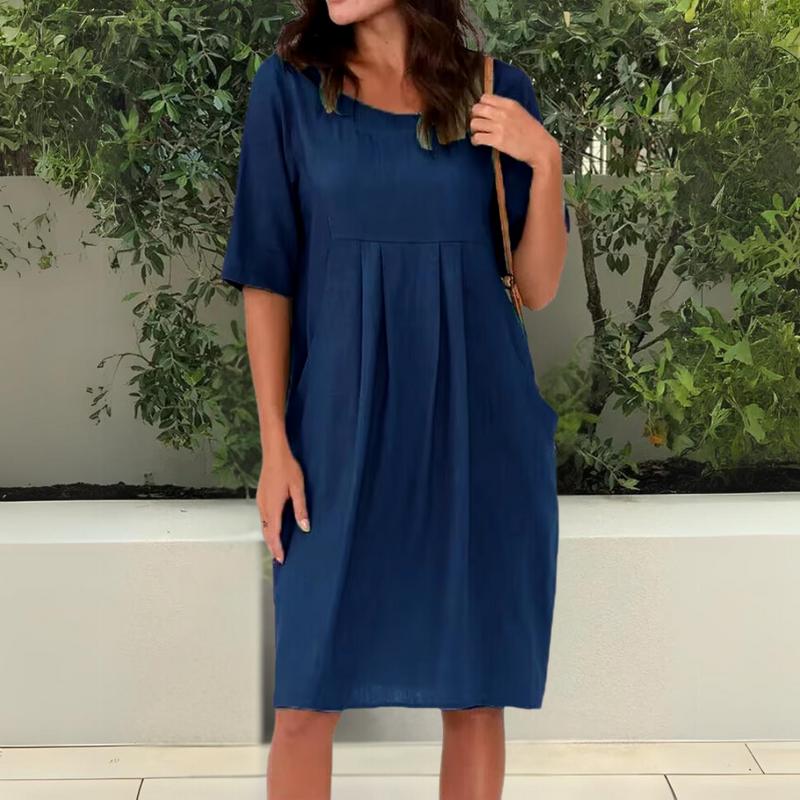 Baumwoll Tunikakleid Damen locker mit Taschen – Tabea