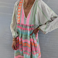 Buntes Boho Kleid mit Taillenraffung – Melina