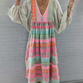 Buntes Boho Kleid mit Taillenraffung – Melina