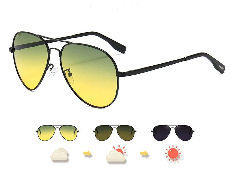 Polarisierte Fotochrome Pilotenbrille für Tag & Nachtfahren – Lukas