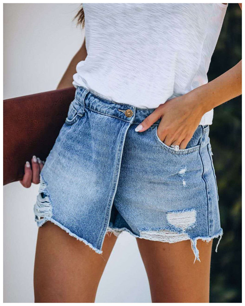Denim-Hosenrock Damen Asymmetrisch & Trendy – SummerStyle
