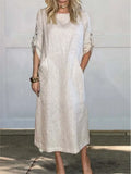 Leinen Baumwolle Kleid Damen locker leicht Sommer – Selvina