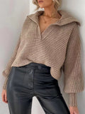Damen Strickpullover mit V-Ausschnitt und lockerem Schnitt – Anna