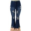 Plus-Size Stretch-Schlagjeans mit hoher Taille & Rissen – Sophia