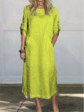 Leinen Baumwolle Kleid Damen locker leicht Sommer – Selvina