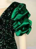 Elegantes Samtkleid mit Pailletten & Puffärmeln – Emilia