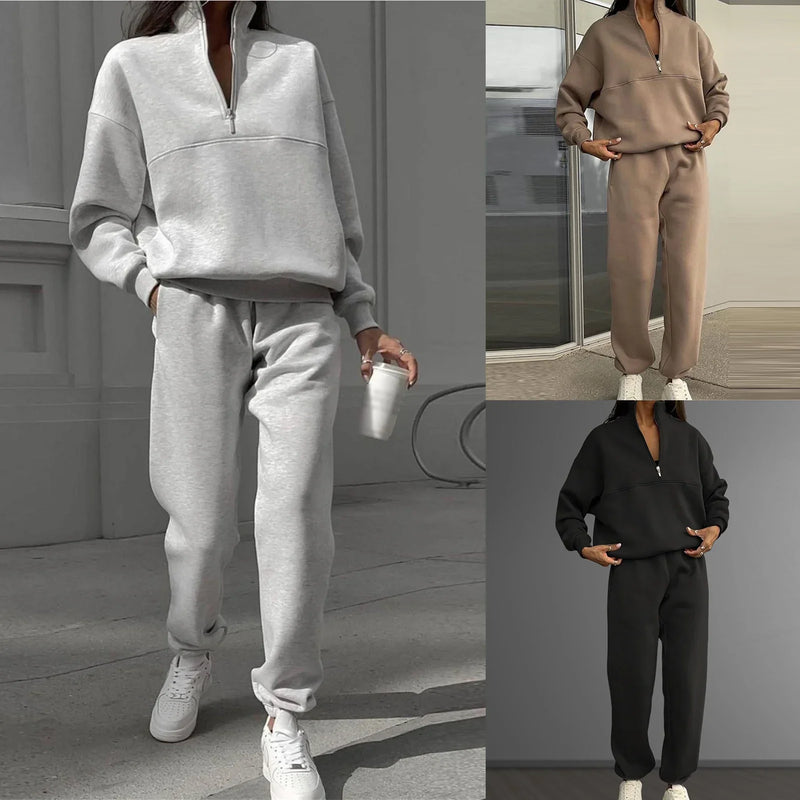 Damen Zweiteiler Set Elegant Reißverschluss Komfort – Elanie