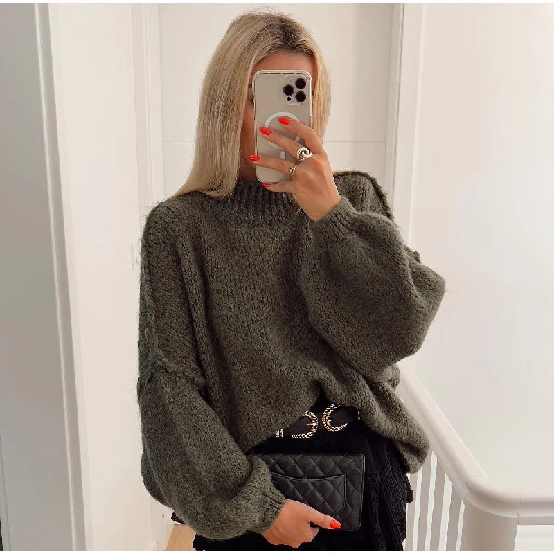 Damen Pullover Warm Weich Oversize Herbst Look – Liliane