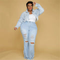 Plus-Size Stretch-Schlagjeans mit hoher Taille & Rissen – Sophia
